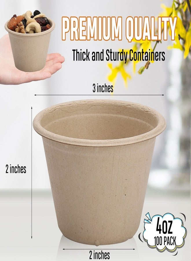 Visen 100 Pack Compostable Portion Cups,Disposable Paper Cups for Condiment,4 oz Food Sample Cups,100% Biodegradable Souffle Cups,Disposable Cups for Jello Shot & Samples Honey Nuts (Natural) - Image 2